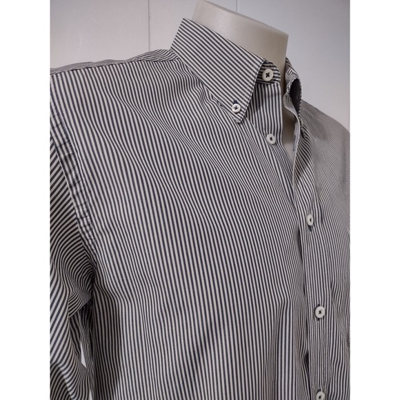Billy Reid Button Up Shirt Mens L Striped Navy White Made In Italy Fit 2 Cotton - Picture 2 of 11